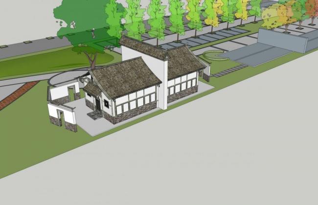 Sketchup小品模型|公共厕所，单层，中式