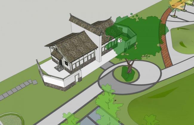 Sketchup小品模型|公共厕所，单层，中式