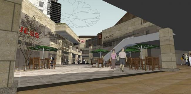 Sketchup综合体模型|下沉式广场，大型商业综合体，现代风格，办公，酒店