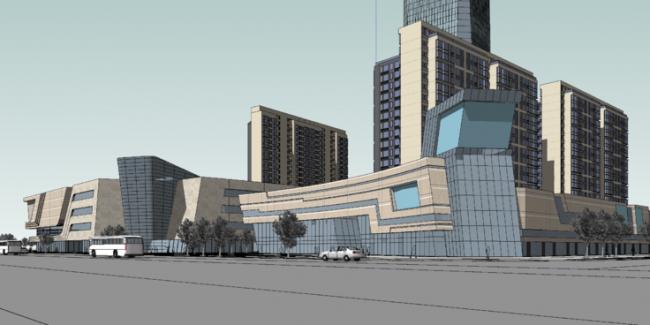 Sketchup综合体模型|超高层商业综合体，现代风格，住宅公寓，写字楼，购物中心