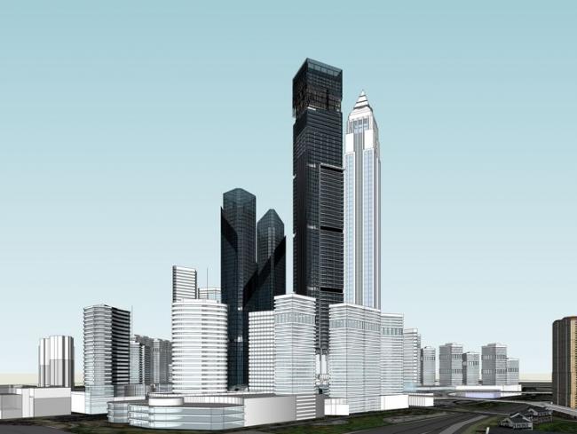 Sketchup综合体模型|高层住宅，商业建筑，写字楼，综合体，办公住宅区一体化城市设计，现代风格