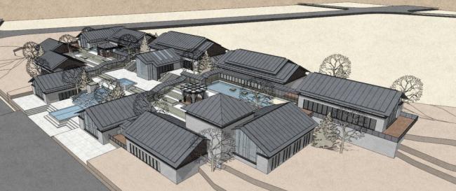 Sketchup商业模型|商业街，中式风格