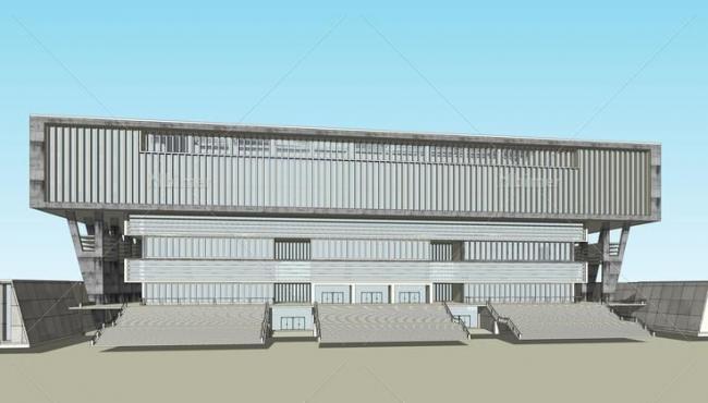 Sketchup文化模型|图书馆，现代风格，文化建筑
