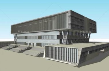 Sketchup文化模型|图书馆，现代风格，文化建筑-BIM建筑网