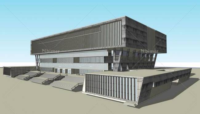 Sketchup文化模型|图书馆，现代风格，文化建筑