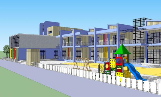 Sketchup学校模型|学校，教学楼，幼儿园，现代风格，教育建筑