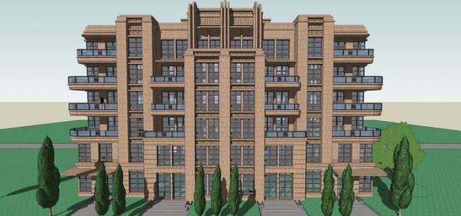 Sketchup住宅模型|多层住宅楼，居住建筑，新古典风格