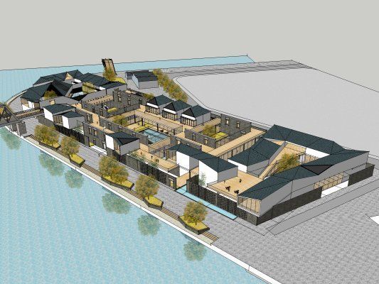 Sketchup文化模型|博物馆，新中式风格，文化建筑