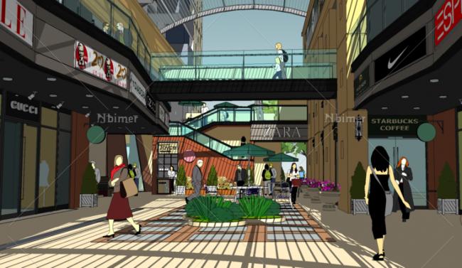 Sketchup住宅模型|住宅，商业街，底商，杭州复地项目，居住建筑