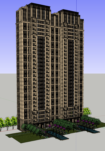 Sketchup住宅模型|高层,住宅，金地东御，新古典风格，居住建筑