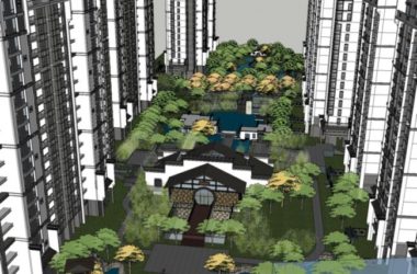 Sketchup住宅模型|高层住宅,小区,景观,新中式风格,汉唐风,居住建筑-BIM建筑网