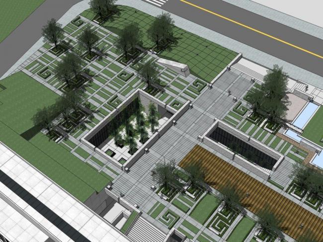 Sketchup文化模型|展览馆，新中式风格，文化建筑