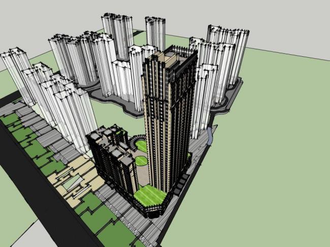 Sketchup综合体模型|超高层商业综合体，现代风格，酒店办公