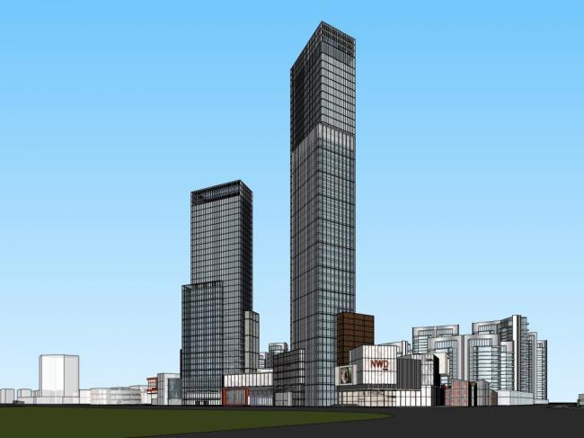 Sketchup综合体模型|超高层商业综合体，办公酒店，现代风格