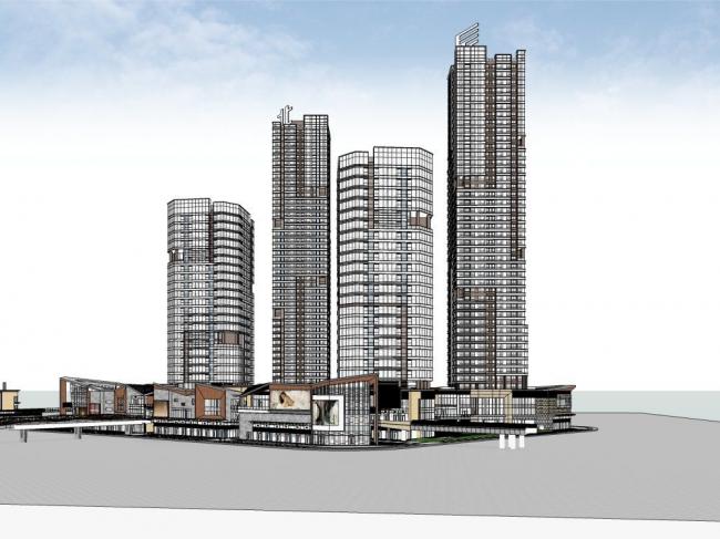 Sketchup综合体模型|超高层商业综合体，办公酒店，现代风格