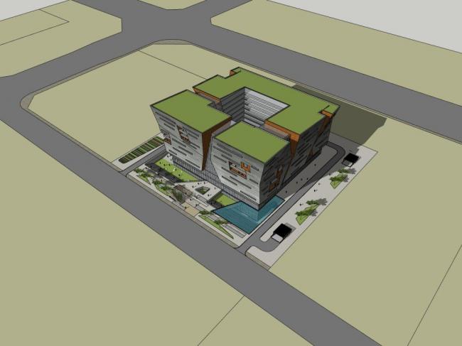 Sketchup文化模型|多层文化中心，现代风格，文化建筑