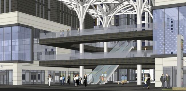 Sketchup办公模型|高层写字楼，办公，现代风格，底层商业，商业裙房