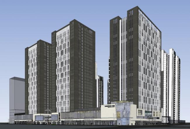 Sketchup办公模型|高层写字楼，办公，现代风格，底层商业，商业裙房