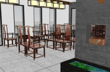 Sketchup商业模型|餐厅，商业建筑，中式徽派风格，院落，庭院景观-BIM建筑网