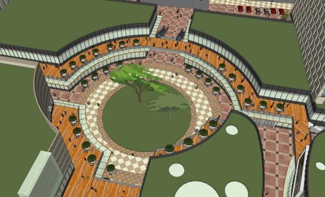 Sketchup综合体模型|高层商业综合体，办公写字楼，商业裙房，现代风格