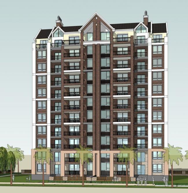 Sketchup住宅模型|小高层住宅，欧式风格，新古典风格，居住建筑