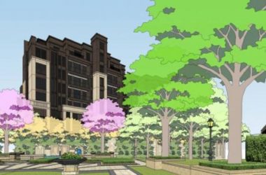 Sketchup住宅模型|高层住宅楼，小区，新古典风格，入口景观，商业裙房，居住建筑-BIM建筑网