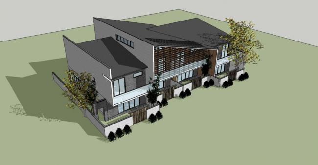 Sketchup住宅模型|多层住宅楼，居住建筑，新中式风格