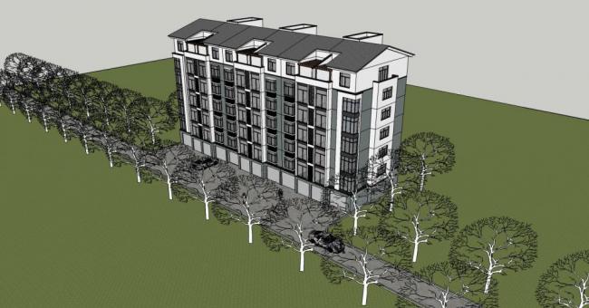 Sketchup住宅模型|多层住宅，居住建筑，花园洋房，中式风格