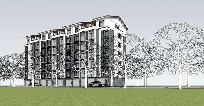 Sketchup住宅模型|多层住宅，居住建筑，花园洋房，中式风格