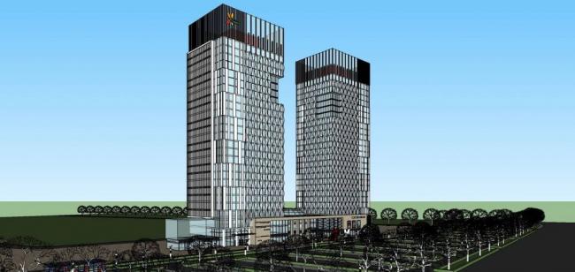 Sketchup商业模型|高层商业建筑，酒店办公，商场，现代风格