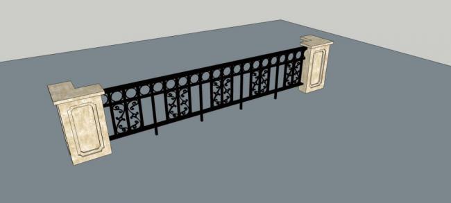 Sketchup素材模型|栏杆，欧式，建筑构件