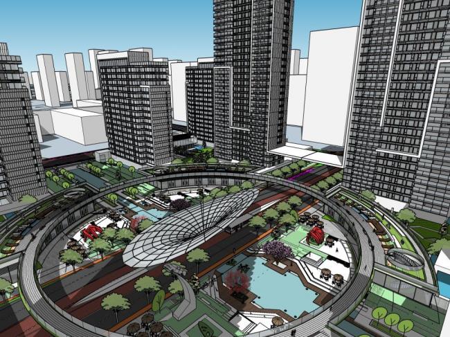 Sketchup综合体模型|超高层商业综合体，办公酒店，现代风格