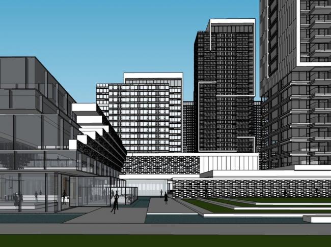 Sketchup综合体模型|超高层商业综合体，办公酒店，现代风格