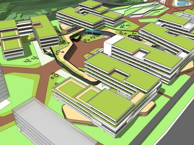 Sketchup学校模型|多层学校，校园，教育建筑，教学楼，现代风格