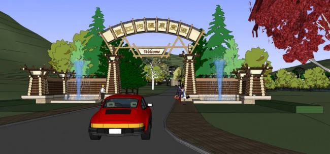 Sketchup酒店模型|内蒙古银江沟温泉度假村，多层酒店，独栋别墅，中式风格