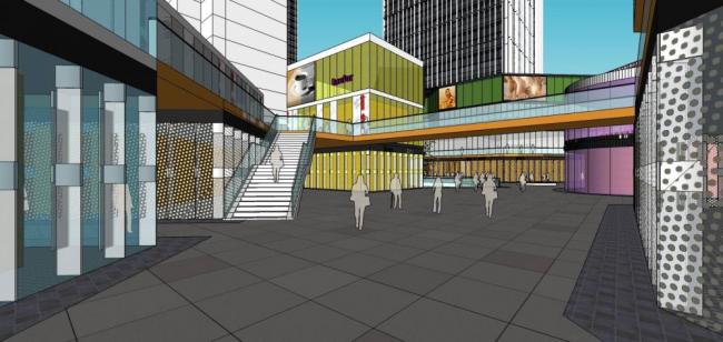 Sketchup综合体模型|超高层商业综合体，办公酒店，商业裙房，现代风格