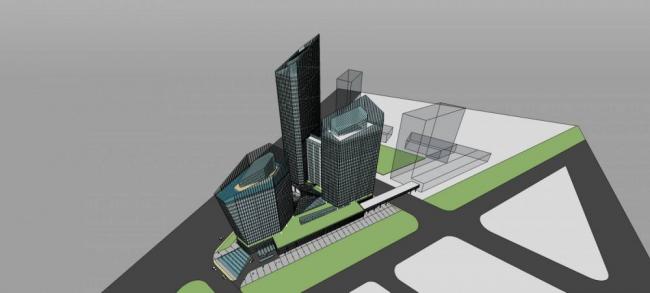 Sketchup综合体模型|超高层商业综合体，办公酒店，商业裙房，现代风格