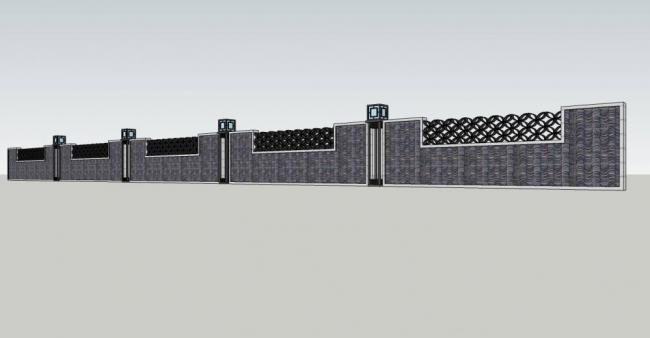 Sketchup素材模型|围墙，中式风格，建筑构件