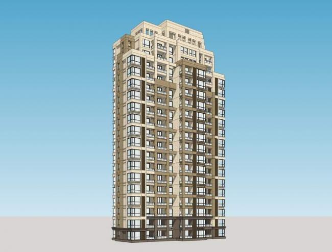 Sketchup住宅模型|高层住宅，居住建筑，新古典风格