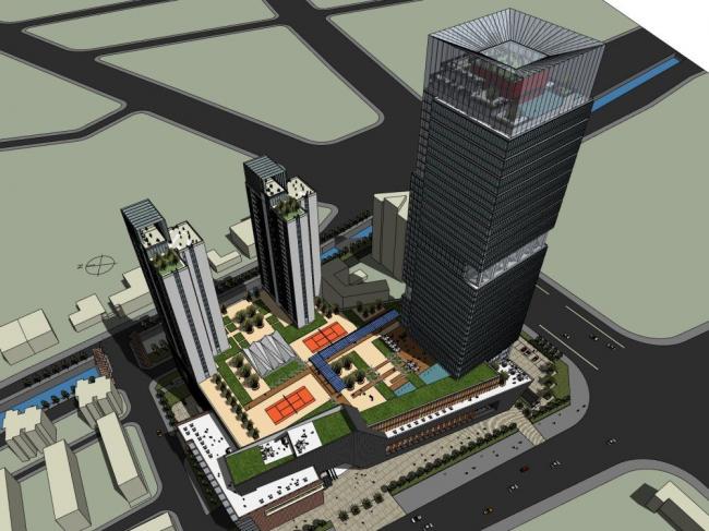 Sketchup综合体模型|超高层商业综合体，现代风格，酒店，办公