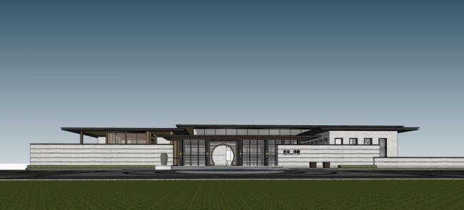 Sketchup商业模型|会所，新中式风格，商业建筑，现代风格