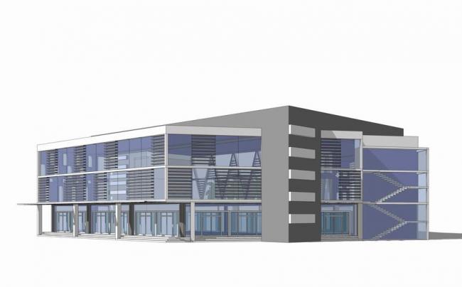 Sketchup办公模型|小型办公楼，低层，现代风格