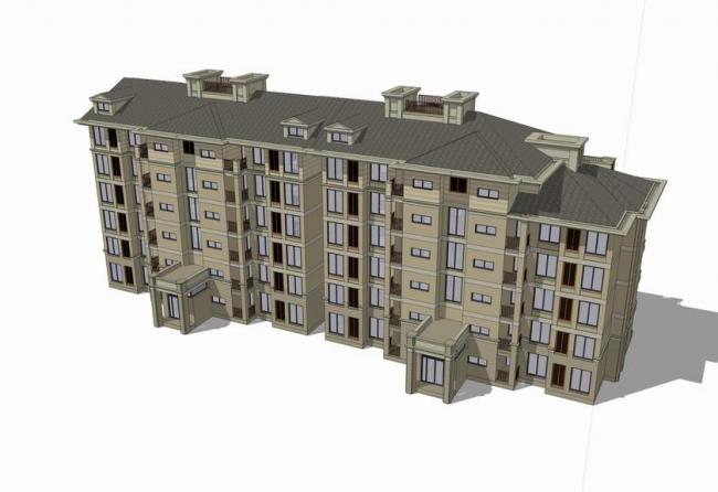 Sketchup住宅模型|中高层住宅，草原风，居住建筑
