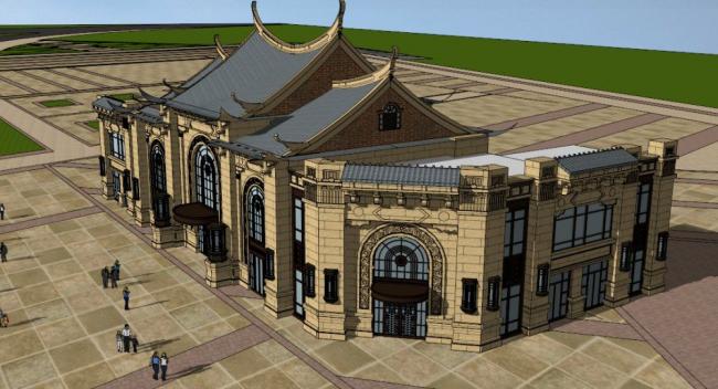 Sketchup商业模型|多层商业建筑，古典风格