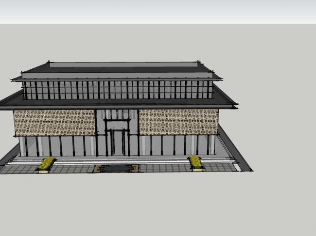 Sketchup商业模型|多层会所，新中式风格，商业建筑