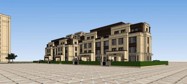 Sketchup住宅模型|高层住宅小区，新古典风格，居住建筑，多层花园洋房，公寓
