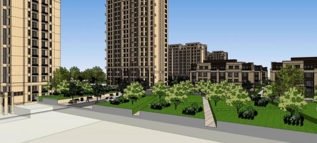 Sketchup住宅模型|高层住宅小区，新古典风格，居住建筑，多层花园洋房，公寓