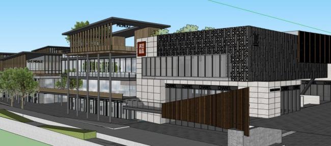 Sketchup商业模型|多层商业街，新中式风格