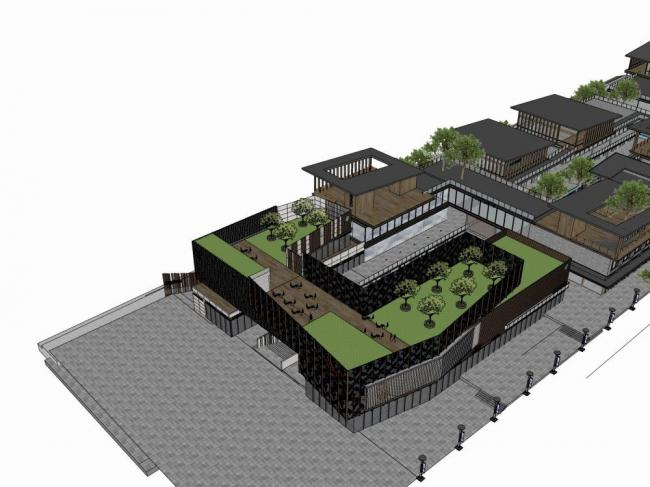 Sketchup商业模型|多层商业街，新中式风格