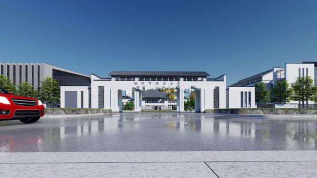 Sketchup学校模型|多层学校，校园，教育建筑，新中式风格